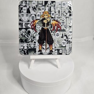 Demon Slayer-Inspired Kyojuro Rengoku Sublimated Coasters - 2 pack