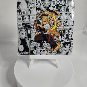 Demon Slayer-Inspired Kyojuro Rengoku Flame Sublimated Coasters - 2 pack