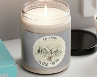 Candle, Scented Soy Farmhouse Essential Oil Candle, Vegan Candle, Gift for her, Kitchen Decor, Housewarming Gift, Aromatherapy Candle