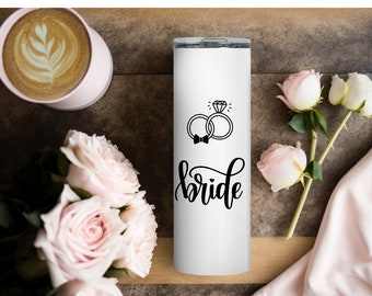 Bridal Shower Gift, Bride To Be Skinny Steel Tumbler with Straw, 20oz, Gift for Bride to Be, Bachelorette Gift, Gift for Her
