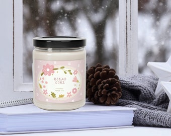 Candle, Relax Girl Soy Scented Candle, Essential Oils, Aromatherapy Candle, Relaxation Candle, Stress Relief Candle
