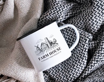 Coffee Mug, Farmhouse Enamel Coffee Mug 12oz - Perfect Gift for Mom! Mothers Day Gift, Gift for Mom, Home Decor