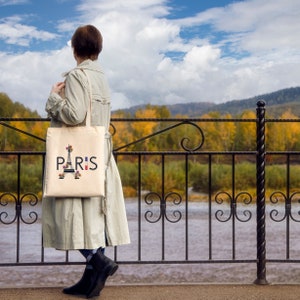 Paris Canvas Tote Bag, Canvas Bag, Paris Tote Bag, Gift for Her, Gift for Women, Birthday Gifts