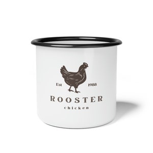 12oz Rooster Enamel Coffee Mug, Coffee Cup, Enamel Mug Gift, Farm Mug, Farmhouse decor, Farmhouse kitchen image 3