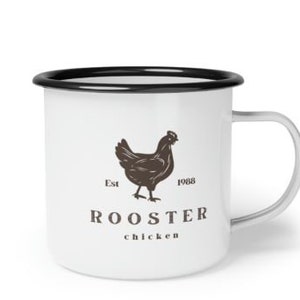 12oz Rooster Enamel Coffee Mug, Coffee Cup, Enamel Mug Gift, Farm Mug, Farmhouse decor, Farmhouse kitchen image 9