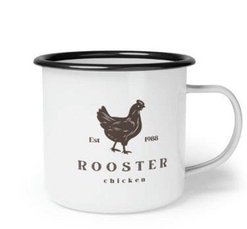 12oz Rooster Enamel Coffee Mug, Coffee Cup, Enamel Mug Gift, Farm Mug, Farmhouse decor, Farmhouse kitchen image 9