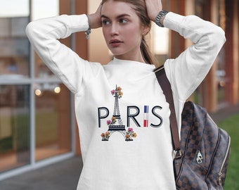 Paris Eiffel Tower Crewneck Sweatshirt, Paris Sweatshirt, Travel In France Sweatshirt, Gift For Her, Paris Gift Sweatshirt, Bonjour, Merci