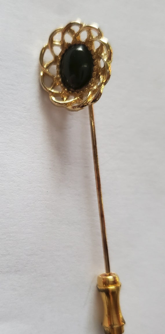 Dark Brown Gold Pin Brooch - image 5
