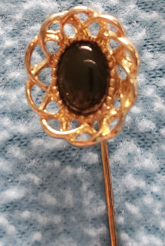 Dark Brown Gold Pin Brooch - image 2