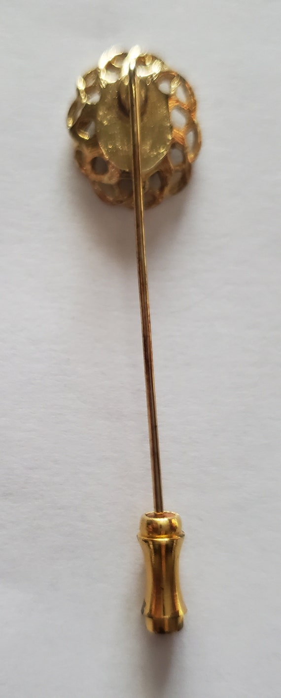 Dark Brown Gold Pin Brooch - image 7