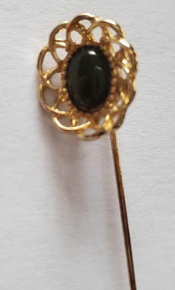 Dark Brown Gold Pin Brooch - image 6