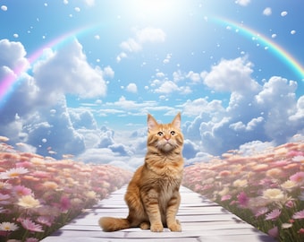 Personalized Rainbow Bridge Pet Memorial Art (Digital Download)
