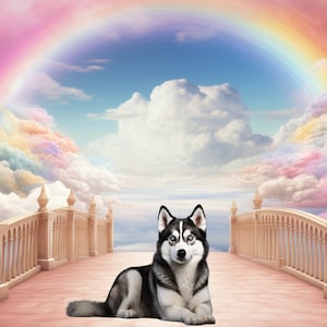Rainbow Bridge Pet Memorial Digital Download, Pet Memorial of Heaven, Pet Memorial Backdrop, Personalized Pet Memorial, Instant Download
