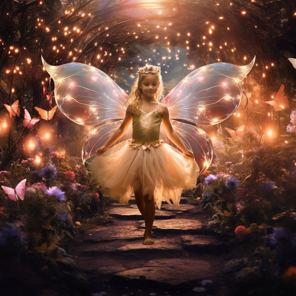 Fairy Wings Digital Background, Enchanted Forrest Digital Backdrop, Fairy background, Pixie Wings, Pixie Background, Digital Download