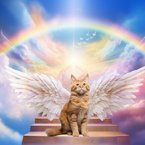 Personalized Rainbow Bridge Pet Memorial DIGITAL DOWNLOAD with Angel Wings Included Pet Loss Gift Rainbow Bridge Artwork Printable Keepsake
