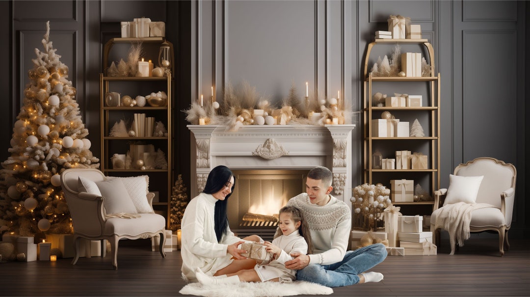 Modern Christmas Home Digital Backdrop Cozy Christmas Digital - Etsy