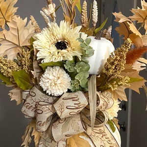 Fall Pumpkin floral arrangement, Fall table decor, Autumn floral centerpiece