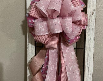 Christmas tree bow topper, Pink  tree topper, Christmas Pink Bow, Christmas wreath bow