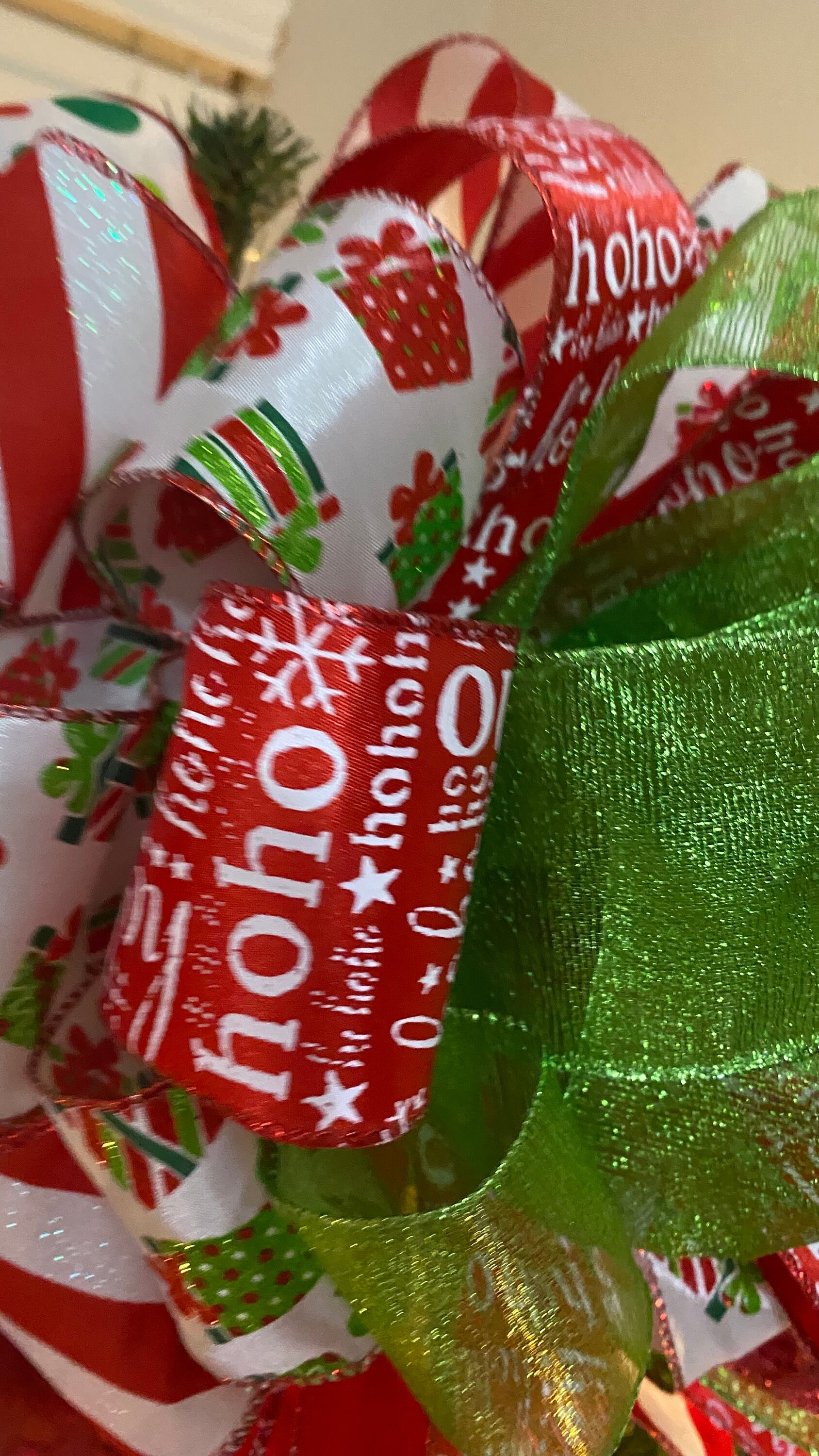 Candy Cane Christmas Tree Bow Topper: Holiday Wreath Decor - Etsy