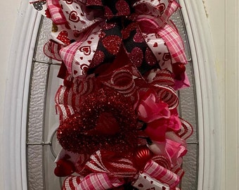 Valentine’s day Swag, Red heart Swag, Roses and heart swag , Valentine’s Day front door decor