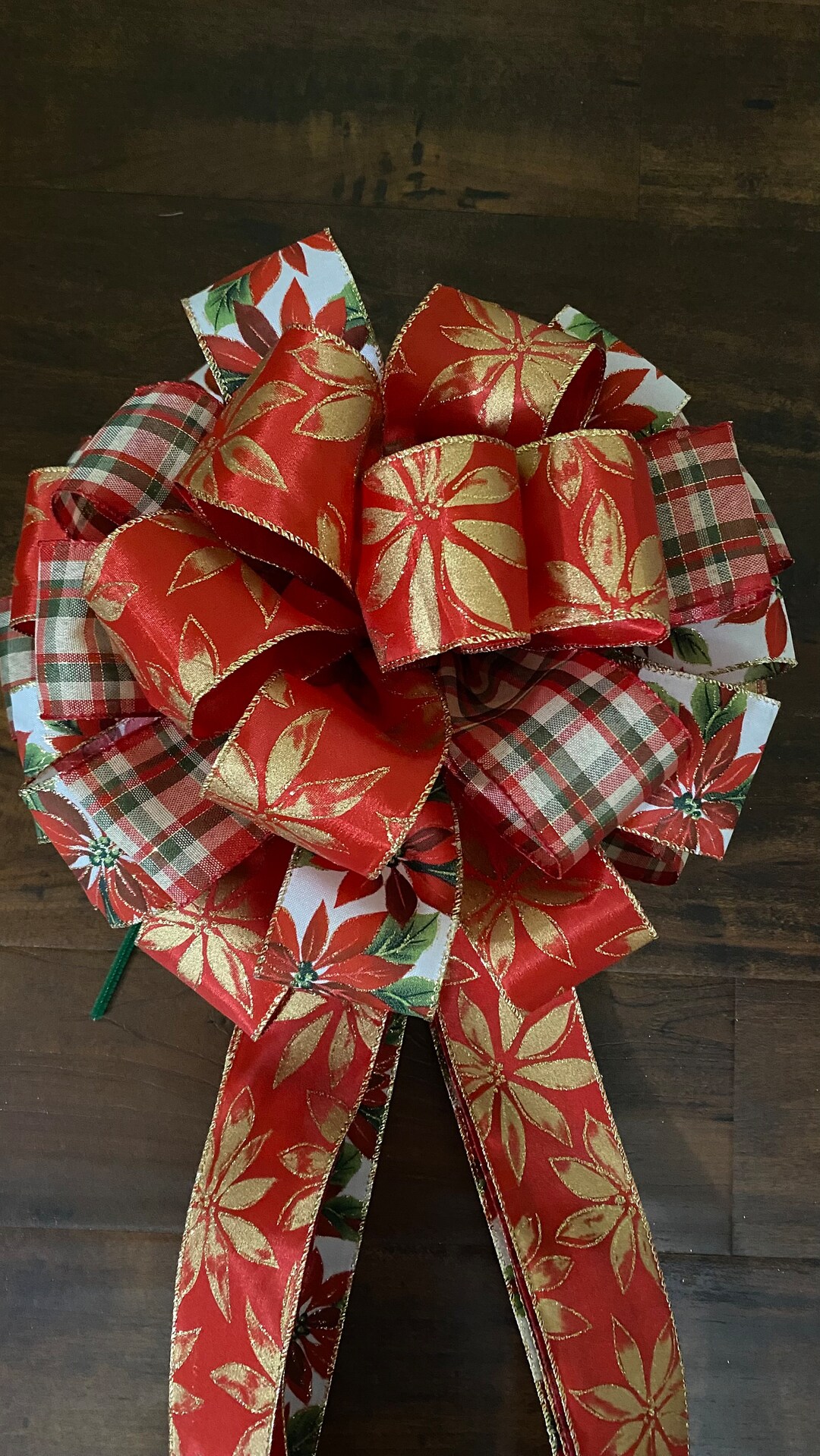 Christmas Tree Bow Topper Poinsettia Bow Tree Topper Etsy