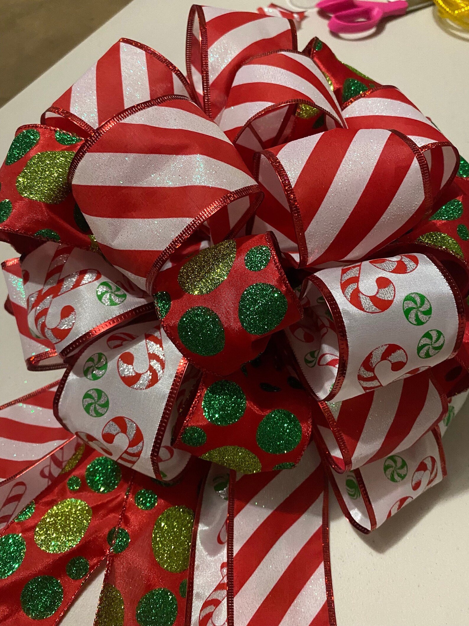 Christmas Tree Bow Topper Tree Topper Christmas Wreath Bow Etsy