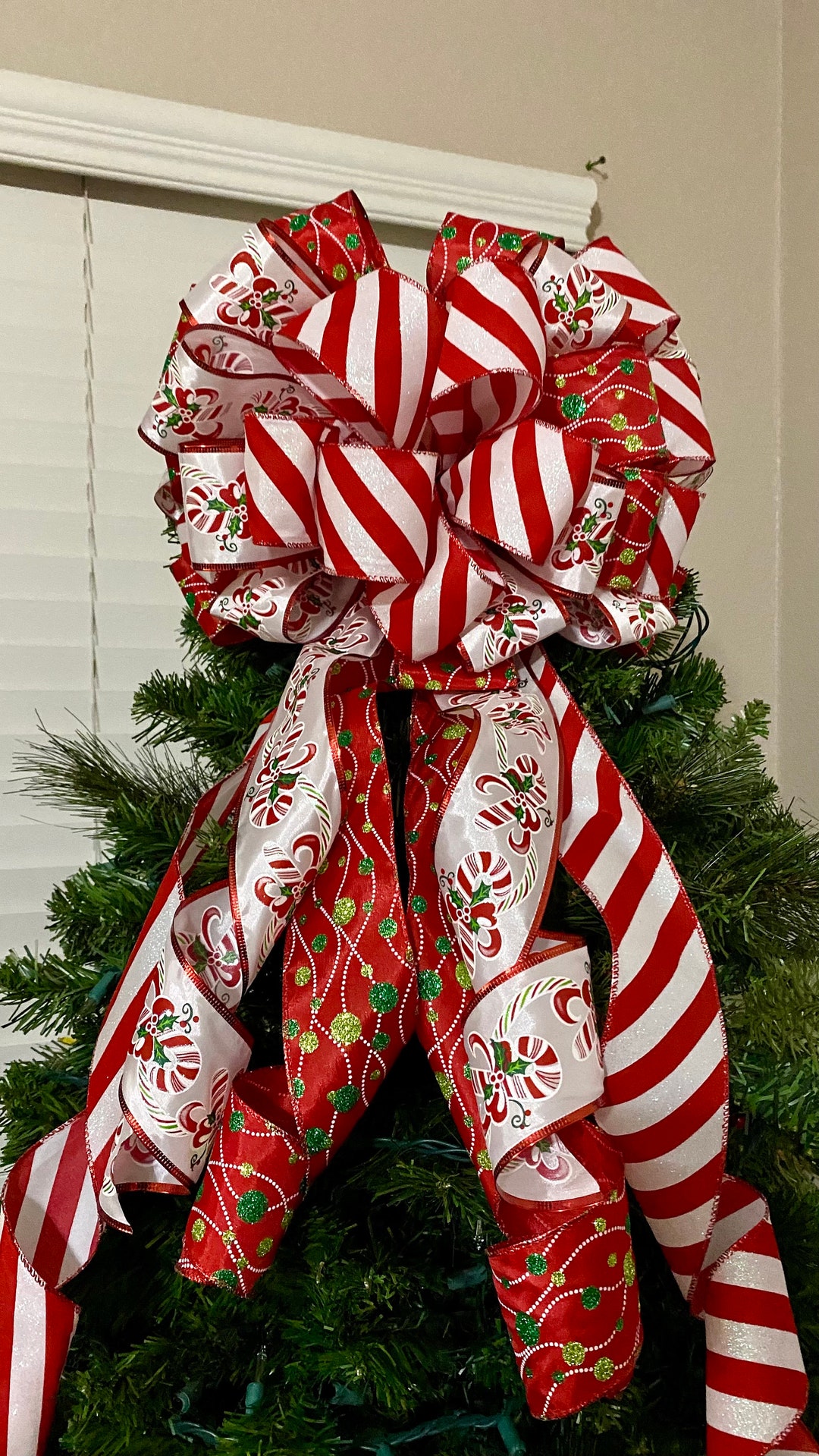Christmas Tree Bow Topper Tree Topper Christmas Wreath Bow Etsy