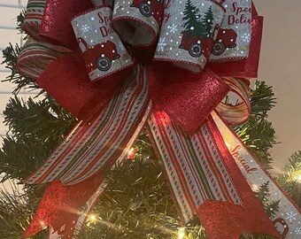 Christmas Red Truck bow topper, Santa Claus tree topper, Snowmen tree topper, Christmas lantern topper