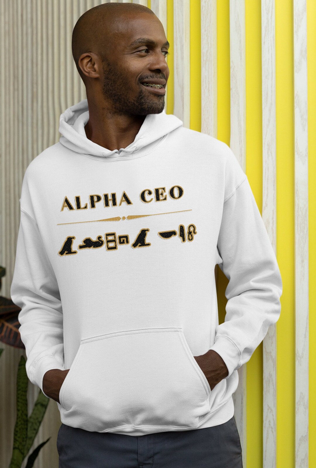 Black and Gold Alpha CEO Glyphs White Heavy Blend Hooded Sweatshirt - Etsy