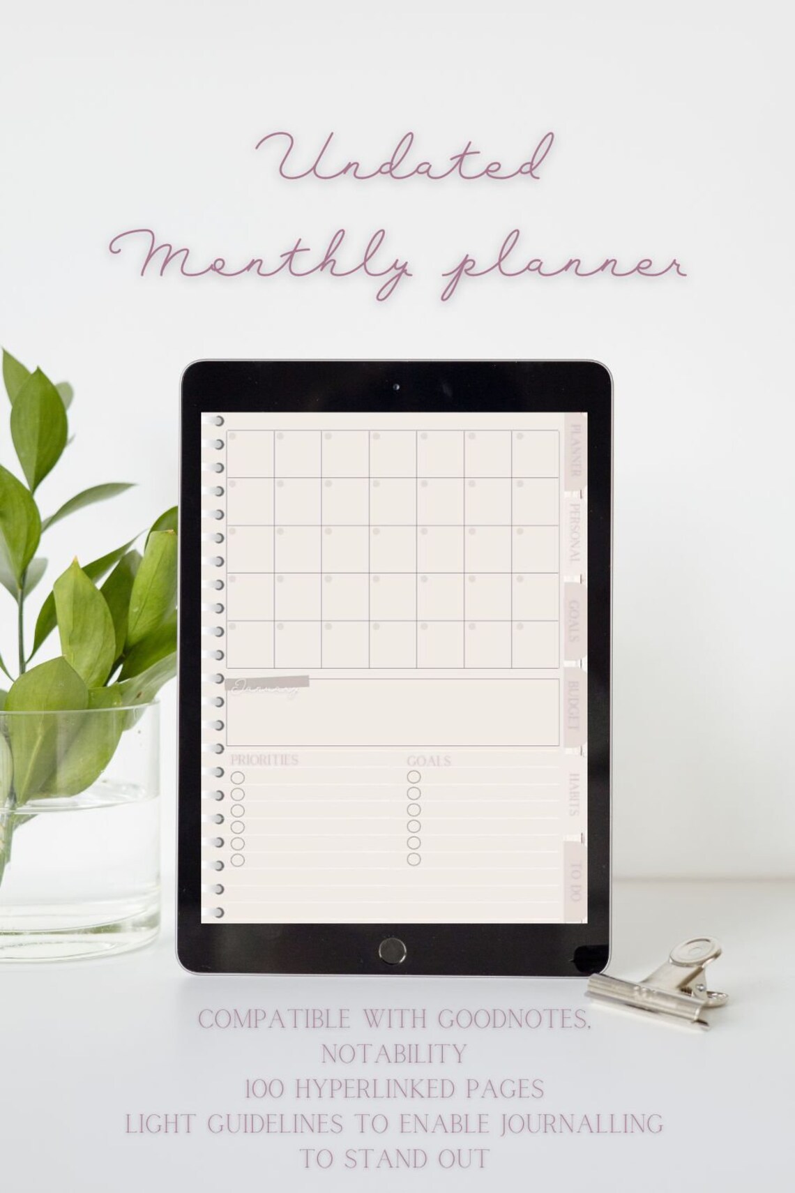 Goal Planning Journal, Digital Planner, Undated Digital Planner