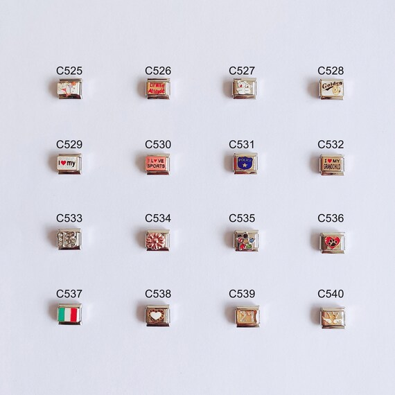 Italian Charm Bracelet, Italian Charms 18 Charms Size of One Bracelet. READ  DESCRIPTION for Specific Bracelet Designs 