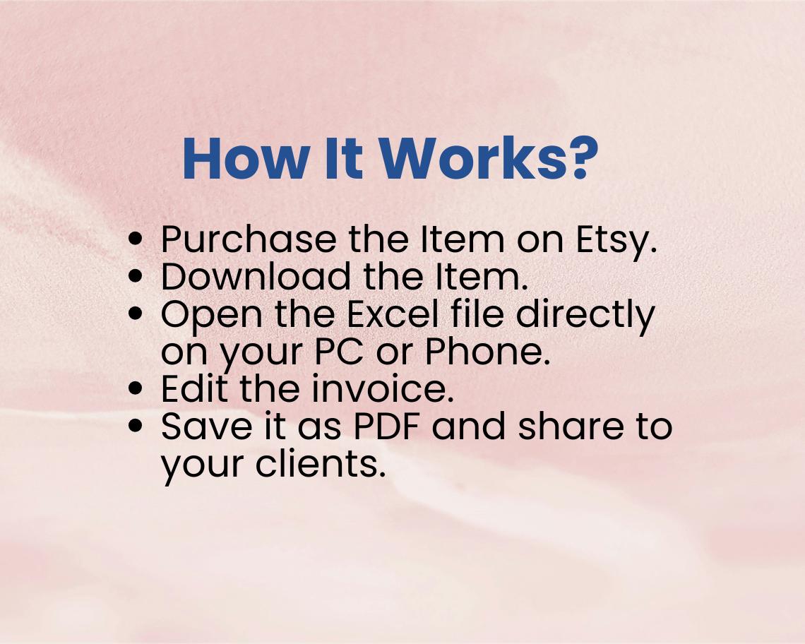 Editable Excel Invoice Template for Small Business Spreadsheet, Custom ...