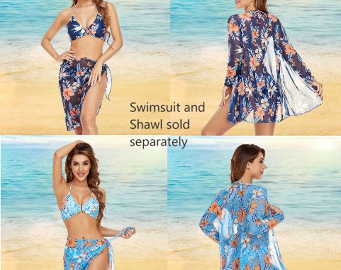 This tropical swimsuit  and shawl are some seriously sexy swimwear that look like they are right out of Hawai'i!