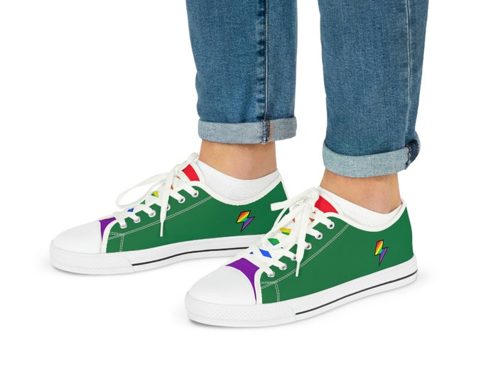 PRIDE Sneakers - Men - LGBTQ - Rainbow - Tennis Shoes - Gay - Queer - Green- Low Top