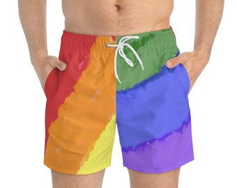 PRIDE - Pride Swim Suit - Pride Swim Trunks - Men Swim Suit - Men Bathing Suit - gay bathing suit - Rainbow Swim Suit - Pride Swim Suit