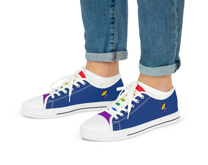 PRIDE Sneakers - Men - LGBTQ - Rainbow - Tennis Shoes - Gay - Queer - Blue - Low Top