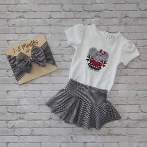 Elephant Cheer Skirted Bummie Set