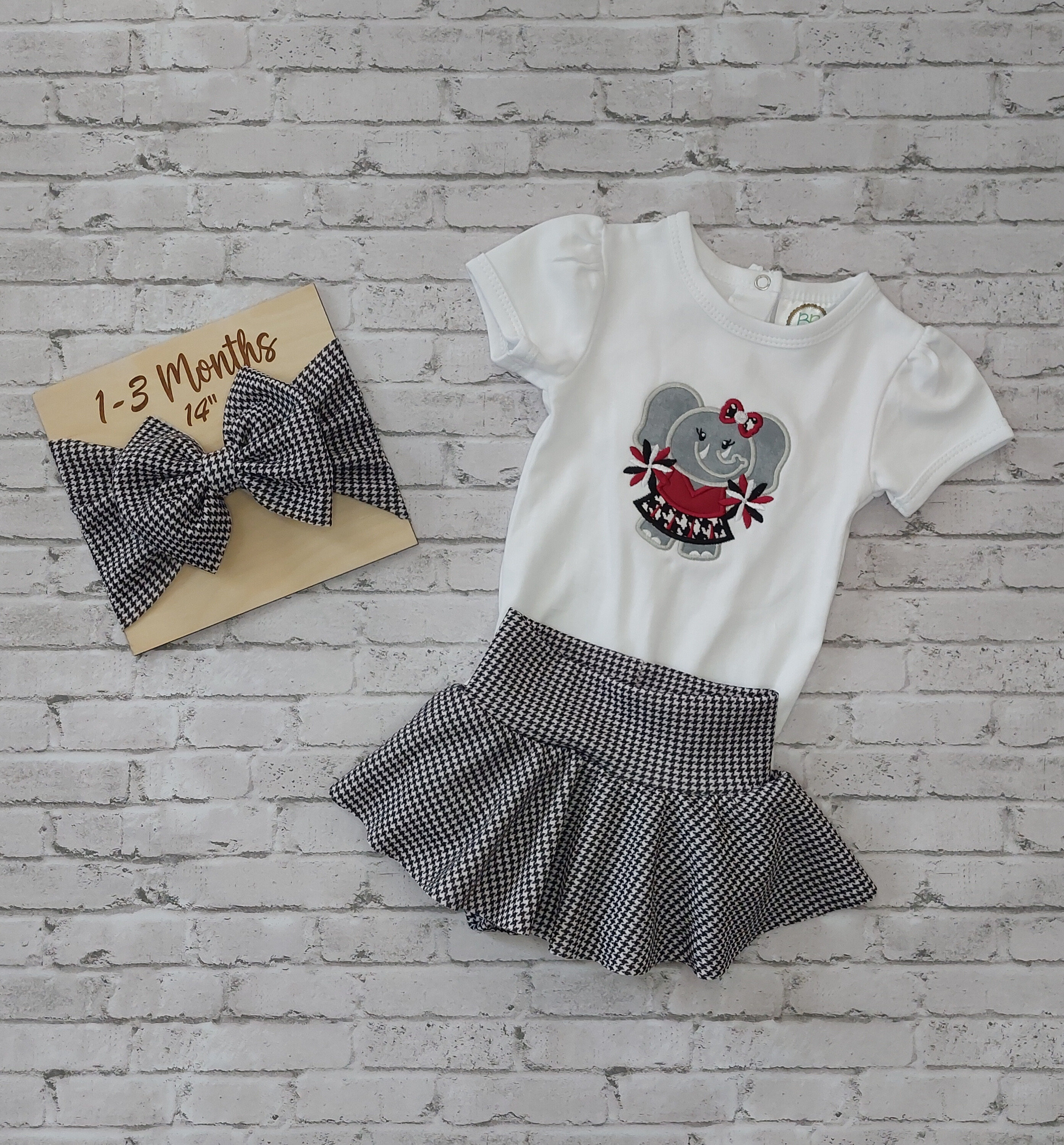 Elephant Cheer Skirted Bummie Set
