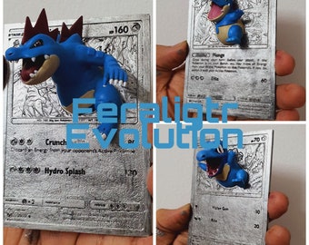 Bundle Feraligatr Evolution - 3D / 4D Card - Custom 3D Printing File - Pokemon
