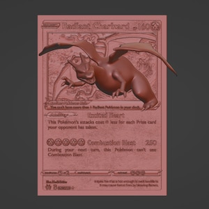 Stralende Charizard 3D / 4D-kaart - Aangepast 3D-afdrukbestand - Pokemon