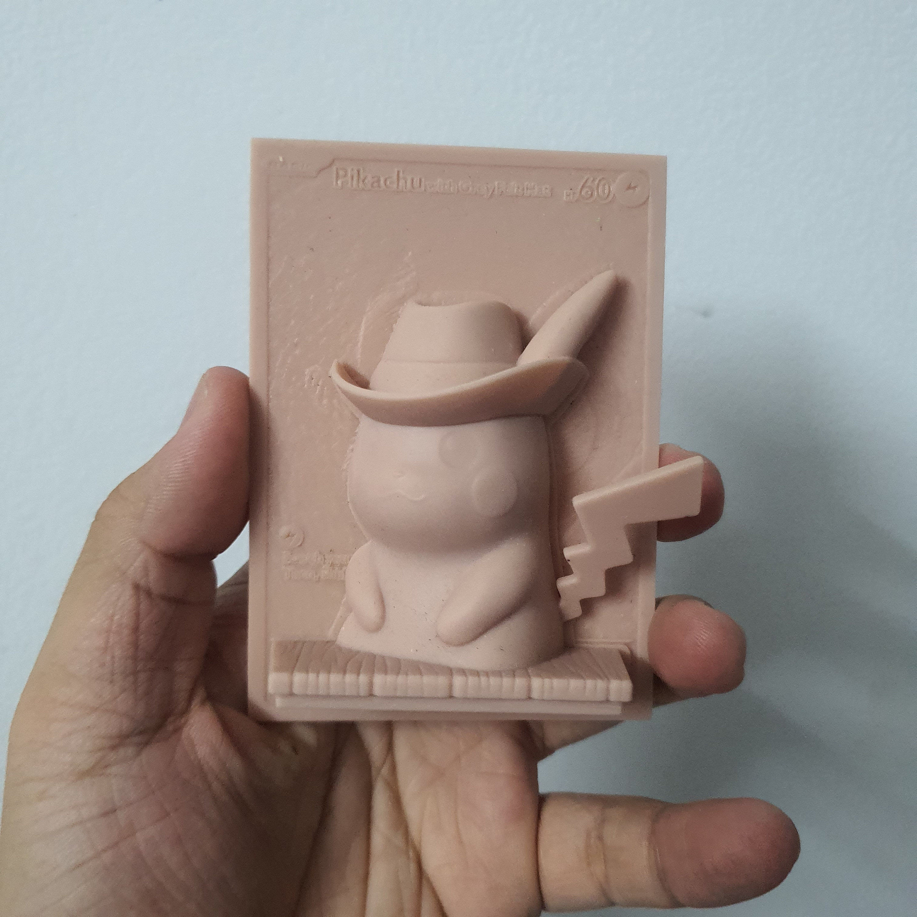 Pikachu With Grey Felt Hat - 3D / 4D Card - Custom 3D Printing