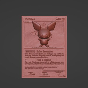Pichu 3D / 4D Card Custom 3D Printing File Pokemon image 2