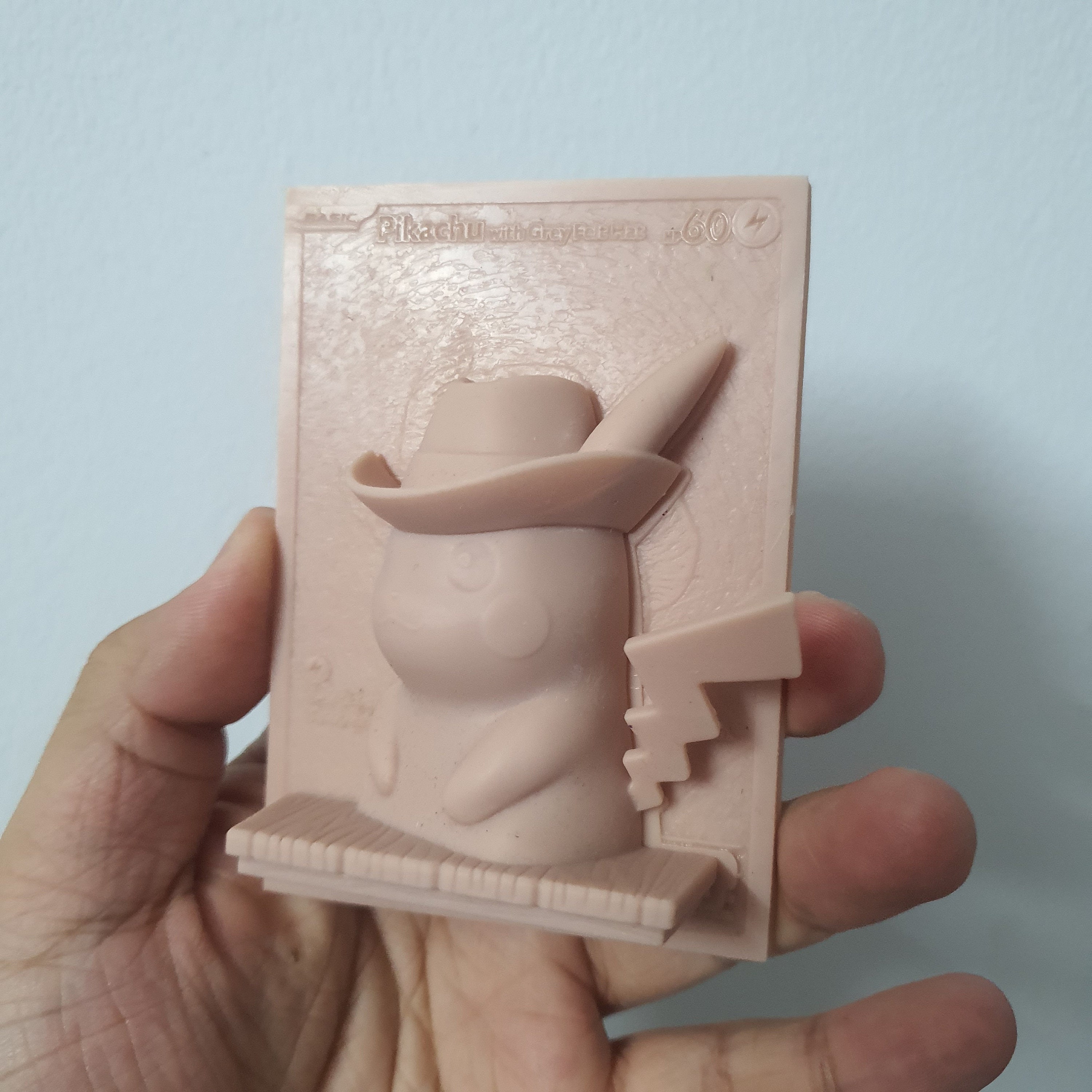 Pikachu With Grey Felt Hat - 3D / 4D Card - Custom 3D Printing