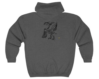 Lux Artist-Designed Unisex Heavy Blend™ Full Zip Hooded Sweatshirt - Equine Harmony Collection Black Horses