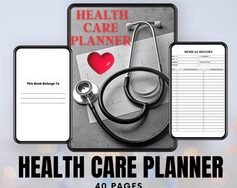 Health Care Planner | Medical Planner | Medical Binder | Wellness Planner | Blood Pressure Tracker | Editable | A4 A5 Letter