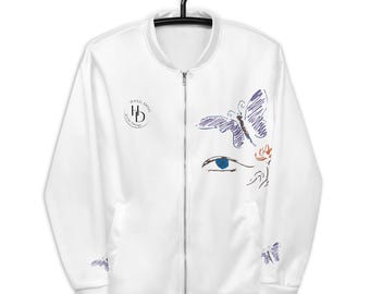 Blue eye butterfly Unisex Bomber Jacket