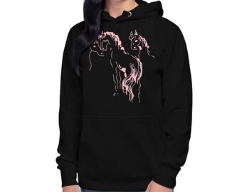 Unisex Horses Hoodie - Sorority Hoodies, Cute Couple Hoodies, Gender-Neutral Adult Sweatshirt, Customized Hoodies for Men and Women