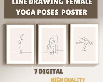 Yoga Pose Print | Yoga Poster | Yoga Pose Wall Art | Boho Art Print | Boho Print Digital Download | Boho Art Decor | Boho Yoga Room