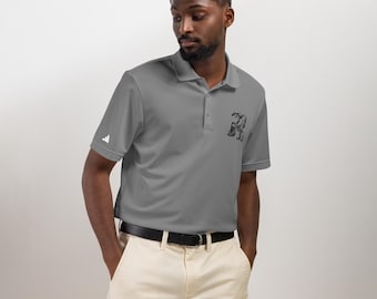 Adidas Sport Polo | Giant Bird Artist Design | Ancient Elegance Embroidered Performance Shirt | Symbolic Women’s Apparel