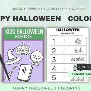 Lot d&#39;activités d&#39;Halloween | Imprimables Halloween | Coloriages pour enfants | Feuilles de travail d&#39;Halloween pour les enfants d&#39;âge préscolaire